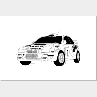 Subaru Imprezza Black Outline Posters and Art